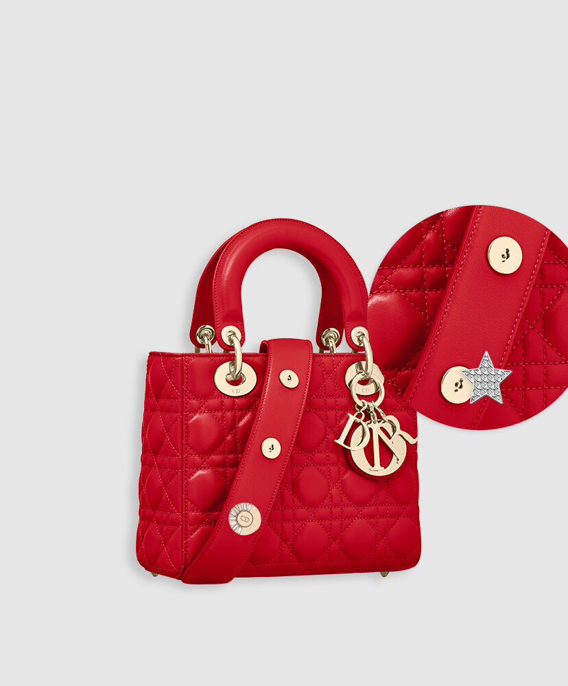 Christian Dior Lady Dior Lucky Badges Bag Red